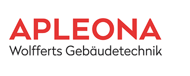 Apleona Wolfferts GmbH Rotes Logo mit dem Schriftzug 'APLEONA' in Großbuchstaben und darunter in schwarzer Schrift 'Wolfferts Gebäudetechnik'.