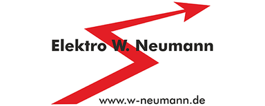 Elektro W. Neumann Nachf. Körner und Selbach GmbH Roter, gezackter Pfeil, der von unten links nach oben rechts zeigt, mit dem Text 'Elektro W. Neumann' in Schwarz und der URL 'www.w-neumann.de' darunter.