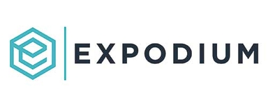 Expodium Solutions GmbH Logo mit einer sechseckigen Form, in der die stilisierten Buchstaben „E“ und „P“ neben dem Wort „EXPODIUM“ in einer fetten, modernen Schriftart stehen.