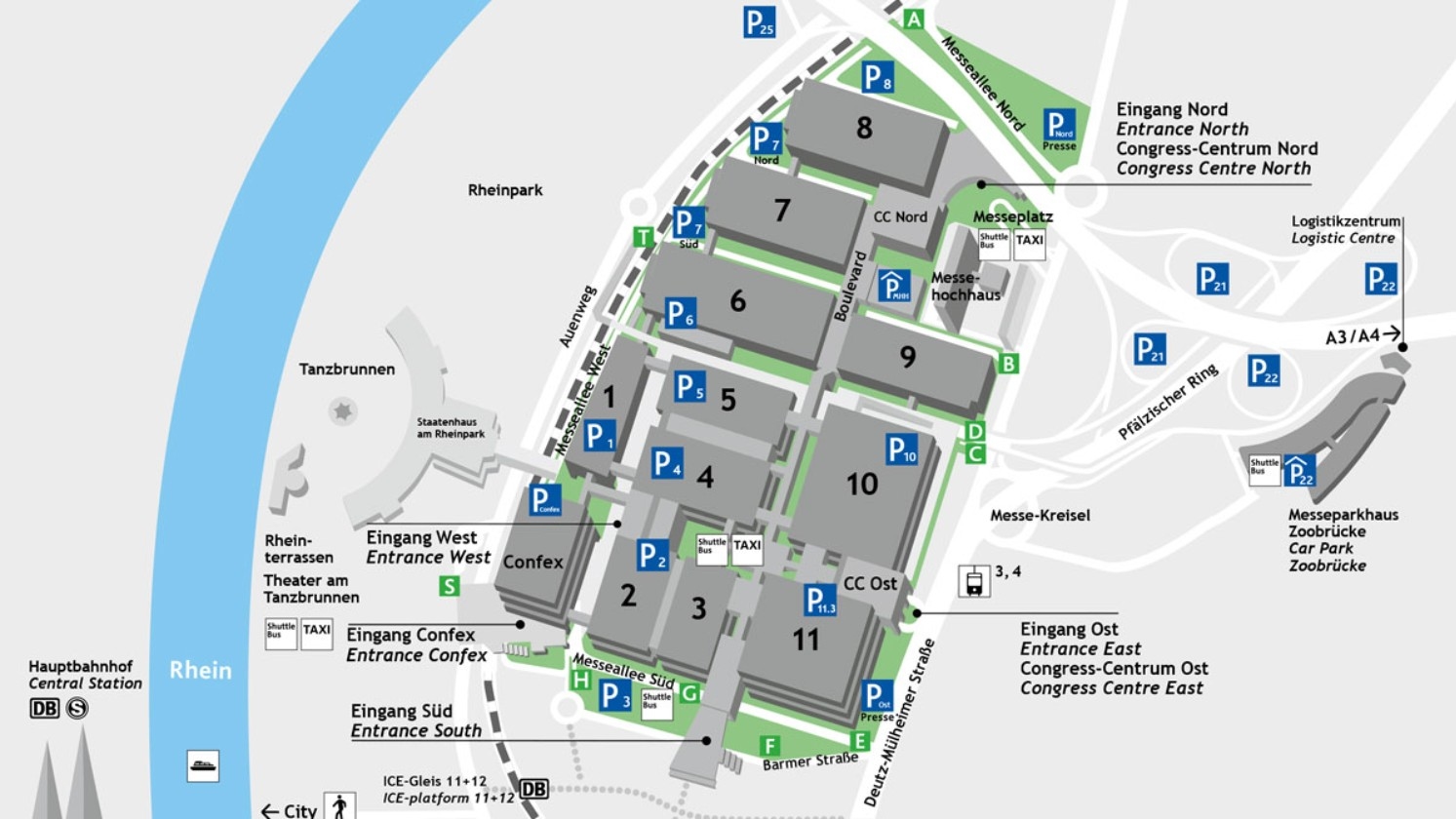 Hallen- und Geländeplan der Koelnmesse Hallen- und Geländeplan der Koelnmesse